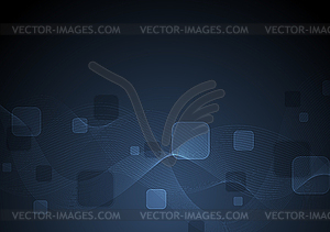 Dark blue abstract squares and waves background - royalty-free vector image