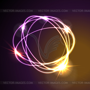 Glowing neon abstract circles shiny background - vector clip art