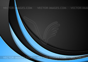 Abstract contrast blue black wavy background - vector image