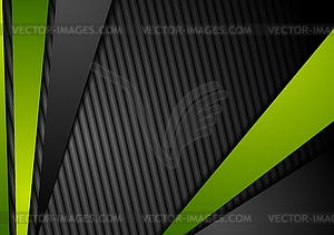 Tech black background with contrast green stripes - vector clipart