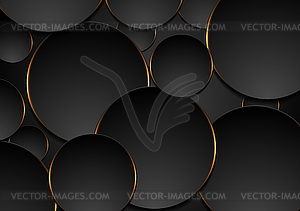 Black and orange circles abstract tech background - vector clipart