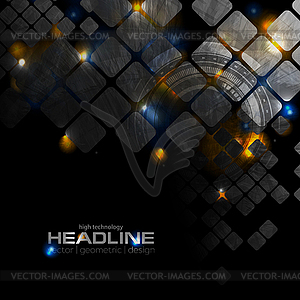 Shiny glowing technology background with squares - vector clip art