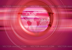 Red technology background with world map - vector clipart