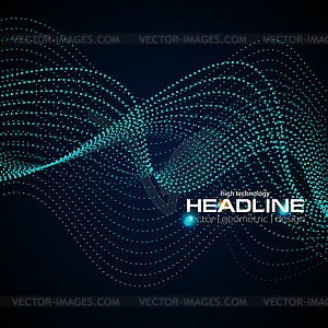 Shiny abstract futuristic hi-tech dotted line waves - vector clipart / vector image