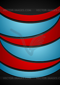 Abstract red and blue wavy corporate background - vector clipart