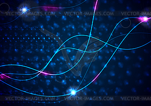 Retro neon 80s shiny wavy lines abstract background - vector clipart