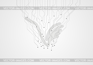Abstract grey tech circuit board lines chip - vector image