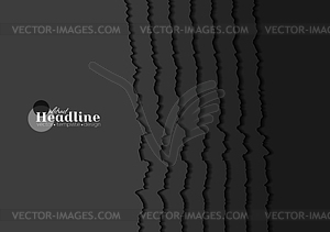 Black abstract background with torn edge - vector image