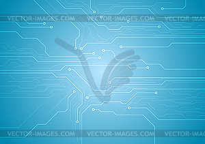 Bright blue circuit board chip technology background - vector clipart