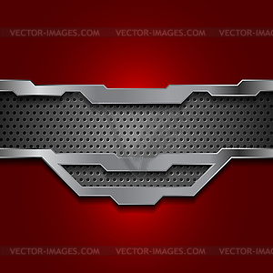 Dark red and perforated metallic technology - vector clipart