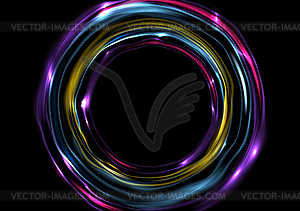 Colorful glowing electric neon rings circles - vector clip art