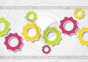 Colorful tech gears communication background - vector clip art