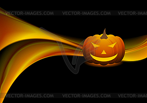 Orange waves and Halloween pumpkin - vector clipart / vector image