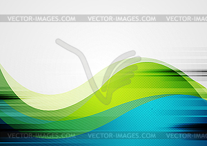 Green and blue abstract grunge wavy background - vector clipart