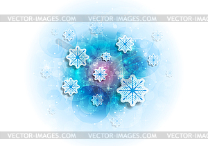 Blue shiny sparkling Christmas winter background - vector clip art