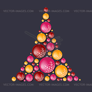 Bright abstract fir tree of Christmas balls - vector clipart