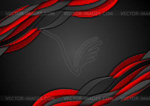 Red and black abstract wavy corporate background - vector clip art