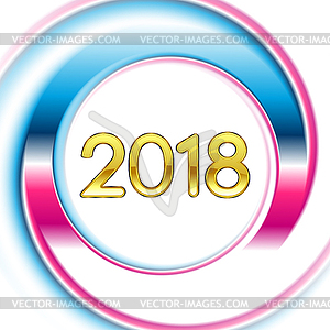 Blue pink ring New Year 2018 background - vector clipart