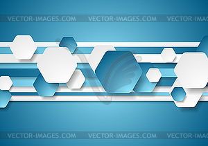 Blue and white abstract tech background - vector image