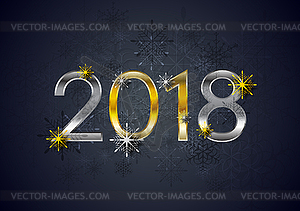 Золотой и серебристый новогодний фон 2018 года - стоковый векторный клипарт