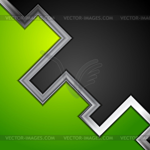 Green and black abstract tech background - vector image