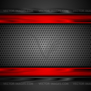 Glossy black and red stripes on perforated - vector clip art