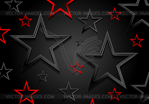 Glossy red and black shiny stars background - vector image