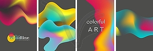 Абстрактные яркие жидкие волнистые фоны - векторный клипарт / векторное изображение