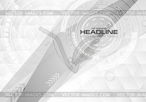 Grey white technology background with HUD gears - royalty-free vector image