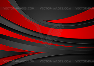 Red and black abstract wavy corporate background - vector clipart