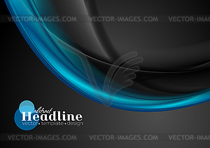 Blue and black abstract flowing dynamic waves - vector clip art