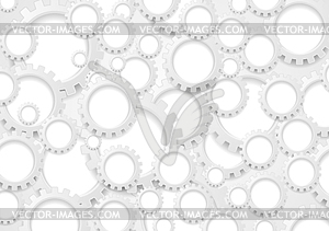 Abstract grey paper gears technology background - vector EPS clipart