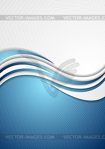Abstract blue grey wavy tech background - vector clipart