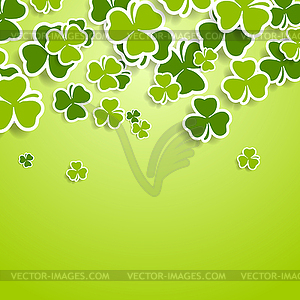 St. Patricks Day green clovers abstract background - vector clipart