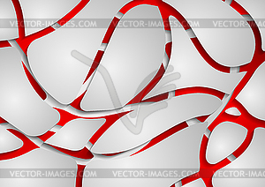 Grey and red abstract wavy pattern design - vector image