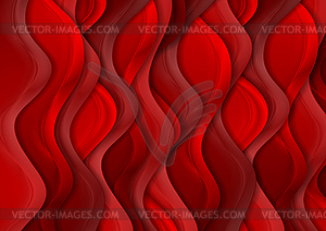 Bright red abstract silk wavy pattern background - vector image