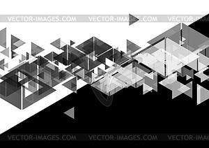 Черно-белые контрастные треугольники на техническом фоне - векторное изображение клипарта