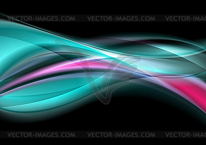 Glowing turquoise and pink waves abstract background - vector image