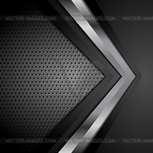 Черный технологический фон с металлической стрелкой - изображение в векторе