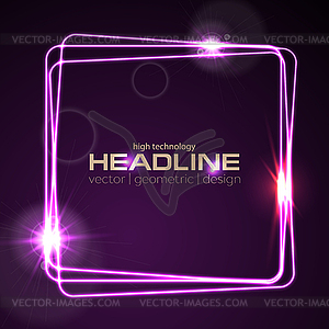 Светящийся фиолетовый неоновый квадратный блестящий дизайн - векторный эскиз