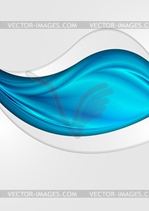 Blue smooth waves abstract corporate flyer design - vector clip art