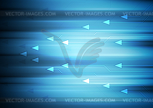 Blue abstract technology background with arrows - color vector clipart