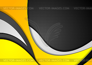Orange black grey abstract wavy corporate background - vector clipart
