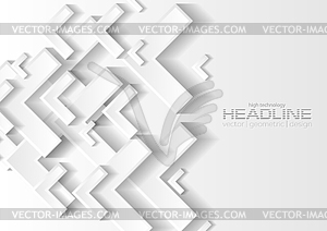 Grey and white tech paper arrows abstract background - vector clipart / vector image