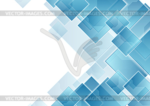 Blue tech squares abstract geometric background - vector clip art