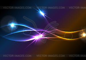 Vibrant glowing neon shiny waves background - vector clip art