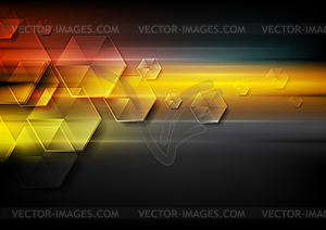 Glossy hexagons and glowing stripes abstract tech - vector image