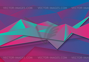 Colorful abstract neon polygonal tech background - color vector clipart