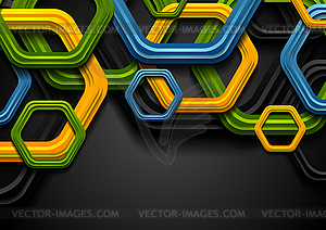Красочный абстрактный технологичный корпоративный фон в виде шестиугольников - клипарт
