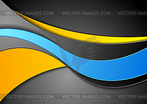 Blue, orange and black abstract corporate waves - vector clipart